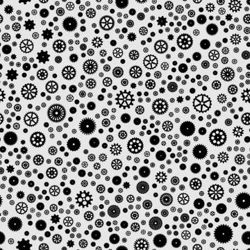 Abstract vector black flat gears seamless pattern イラスト素材