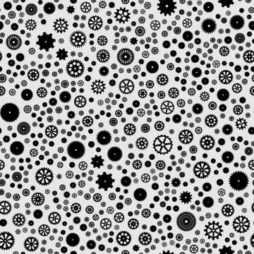 Abstract vector black flat gears seamless pattern Stock Illustration