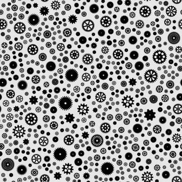 Abstract vector black flat gears seamless pattern Illustrazione stock