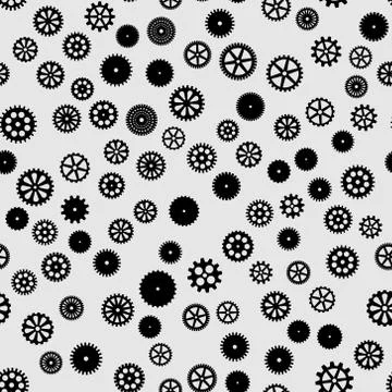 Abstract vector black flat gears seamless pattern 스톡 일러스트