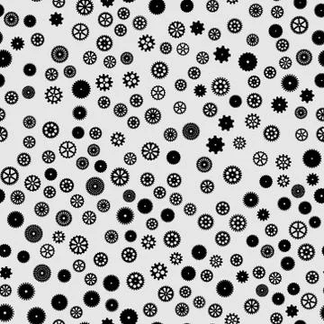 Abstract vector black flat gears seamless pattern Illustrazione stock