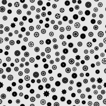 Abstract vector black flat gears seamless pattern Illustrazione stock