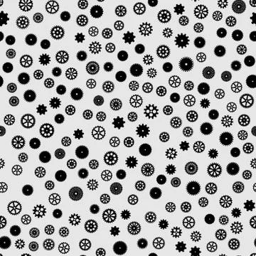 Abstract vector black flat gears seamless pattern Illustrazione stock