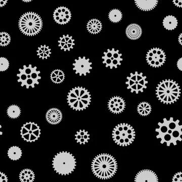 Abstract vector black flat gears seamless pattern イラスト素材