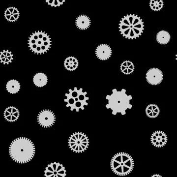 Abstract vector black flat gears seamless pattern Stock Illustration