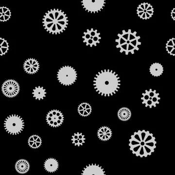 Abstract vector black flat gears seamless pattern Stock Illustration