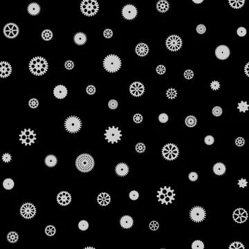 Abstract vector black flat gears seamless pattern Illustrazione stock