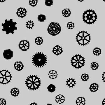 Abstract vector black flat gears seamless pattern Illustrazione stock