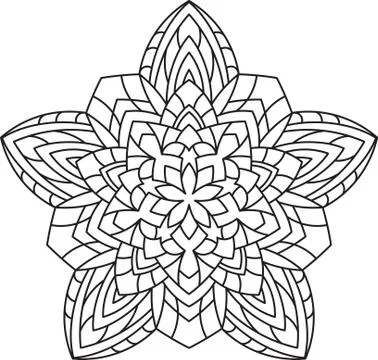 Abstract vector black lace design in mono line style - five-finger mandala, e Stock-Illustration
