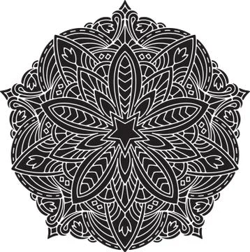 Abstract vector black lace design - five-finger mandala, ethnic decorative el Stock Illustration