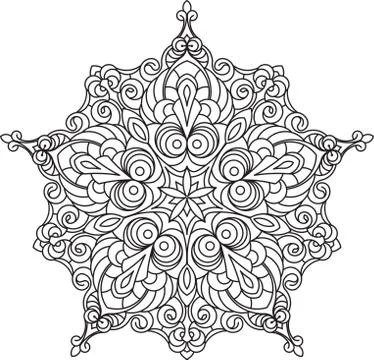 Abstract vector black lace design in mono line style - five-finger mandala, e 스톡 일러스트