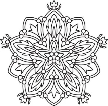 Abstract vector black lace design in mono line style - five-finger mandala, e Stock Illustration