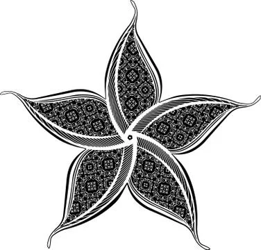 Abstract vector black lace design - five-finger mandala, ethnic decorative el Stock Illustration