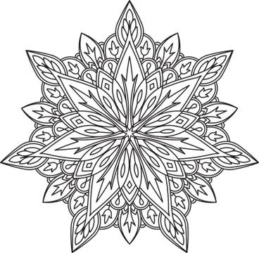 Abstract vector black lace design in mono line style - septangular mandala, e 스톡 일러스트