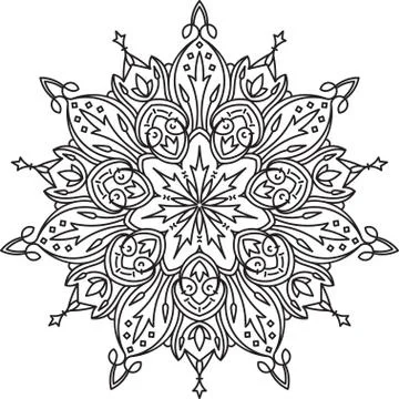 Abstract vector black lace design in mono line style - septangular mandala, e Stock Illustration