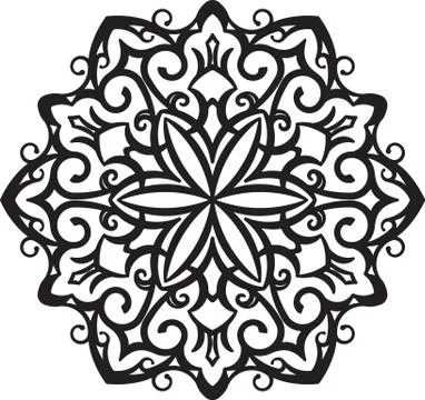 Abstract vector black round, heptagon lace design - mandala, ethnic decorativ Ilustración de archivo