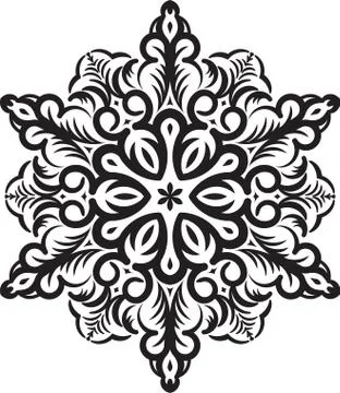 Abstract vector black round, hexagonal lace design in mono line style - manda Ilustración de archivo