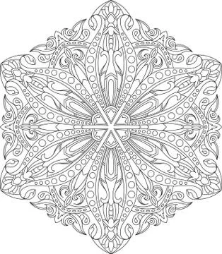 Abstract vector black round lace design in mono line style - mandala, ethnic  Stock Illustration
