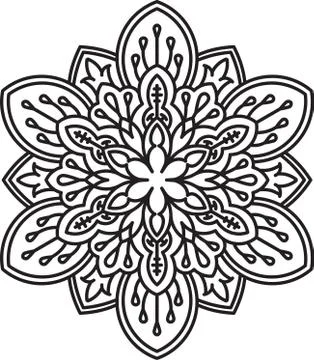 Abstract vector black round lace design - mandala, ethnic decorative element. Stock Illustration