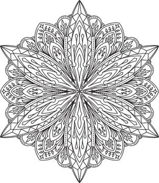 Abstract vector black round lace design - mandala, ethnic decorative element. Stock Illustration