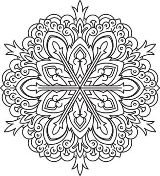 Abstract vector black round lace design - mandala, ethnic decorative element. 스톡 일러스트