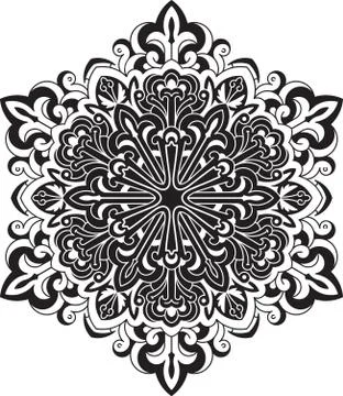 Abstract vector black round lace design - mandala, ethnic decorative element. Stock Illustration