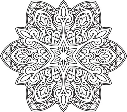 Abstract vector black round lace design - mandala, ethnic decorative element. Ilustración de archivo