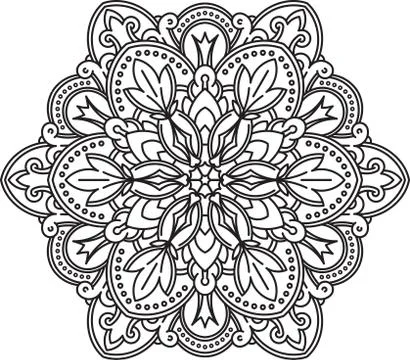 Abstract vector black round lace design - mandala, ethnic decorative element. Stock-Illustration
