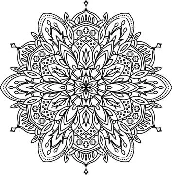 Abstract vector black round lace design - mandala, ethnic decorative element. Stock Illustration