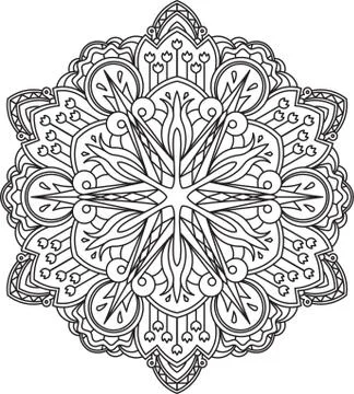 Abstract vector black round lace design - mandala, ethnic decorative element. Stock Illustration