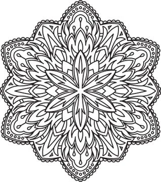 Abstract vector black round lace design - mandala, ethnic decorative element. Stock Illustration