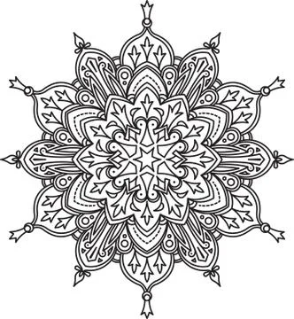 Abstract vector black round lace design - mandala, ethnic decorative element. Stock Illustration