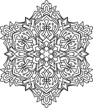 Abstract vector black round lace design - mandala, ethnic decorative element. Stock Illustration