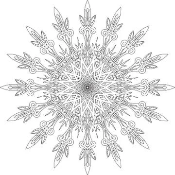 Abstract vector black round lace design in mono line style - mandala, ethnic  스톡 일러스트