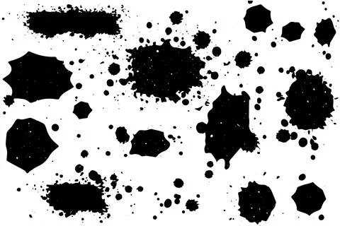 Abstract Vector Black Splash and Splat Background with Ink Blot Texture. Stock Illustration