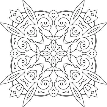 Abstract vector black square lace design in mono line style - mandala, ethnic Stockillustratie