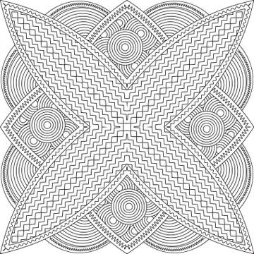 Abstract vector black square lace design in mono line style - mandala, ethnic Stock Illustration