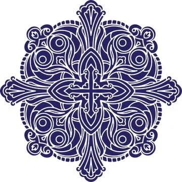 Abstract vector black square lace design in dark blue tones - mandala, ethnic 스톡 일러스트