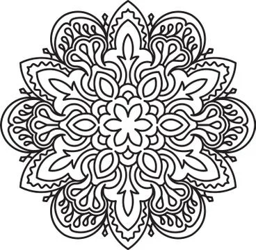 Abstract vector black square lace design in mono line style - mandala, ethnic イラスト素材