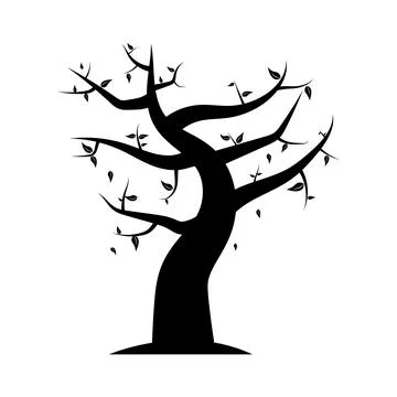 Abstract Vector Black Tree Icon Design Template Stock Illustration