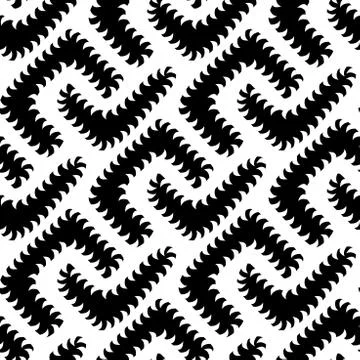 Abstract Vector Black White Seamless Pattern with Worms. Some mo Stock Illustration