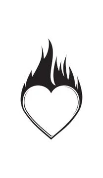 Abstract vector blazing heart with flame for your design or tattoo. Stock Illustration