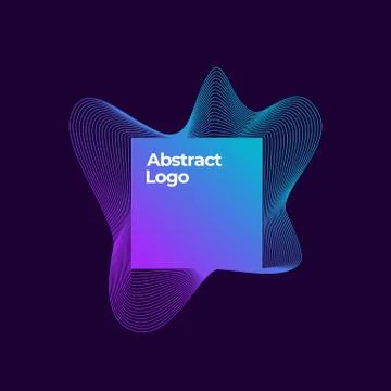 Abstract Vector Blend Logo Template. Elegant Curved Lines with Square Frame and Illustrazione stock