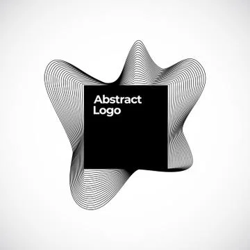 Abstract Vector Blend Logo Template. Elegant Curved Lines with Black Square Stock Illustration