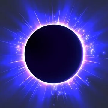 Abstract vector blue background with planet and eclipse of its star. Bright s Stock Illustration