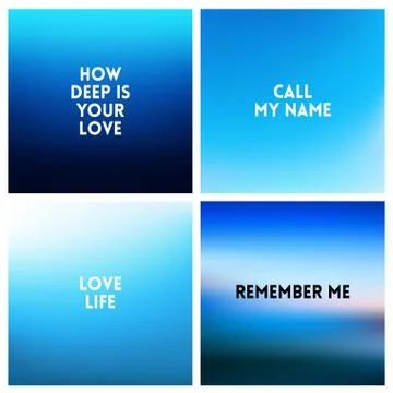 Abstract vector blue blurred background set 4 colors set. Square blurred Stock Illustration