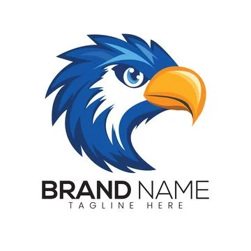 Abstract Vector Blue Eagle Head Icon or Logo Design Template Stock Illustration