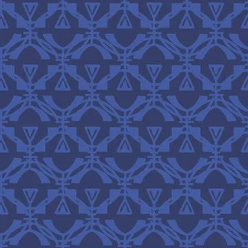 Abstract vector blue geometric Ethnic seamless patterns Stock Illustration