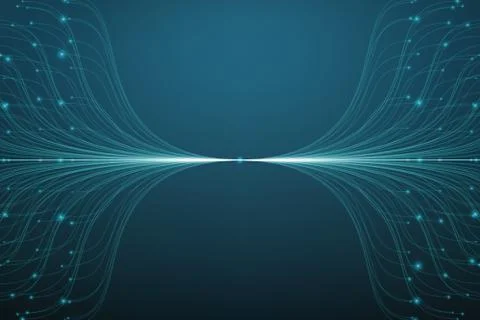 Abstract vector blue lines mesh background. Bioluminescence of tentacles. Fut Stock Illustration