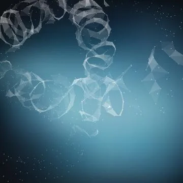 Abstract vector blue mesh background. Chaotically connected points and polygo Illustrazione stock